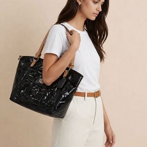 Black Patent Leather Tote Bag EUC NO CALLOUTS